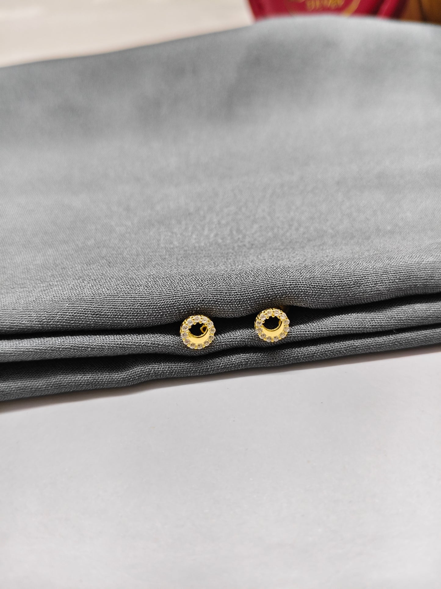 925 Silver Gold Colour Small Moon Design Earrings