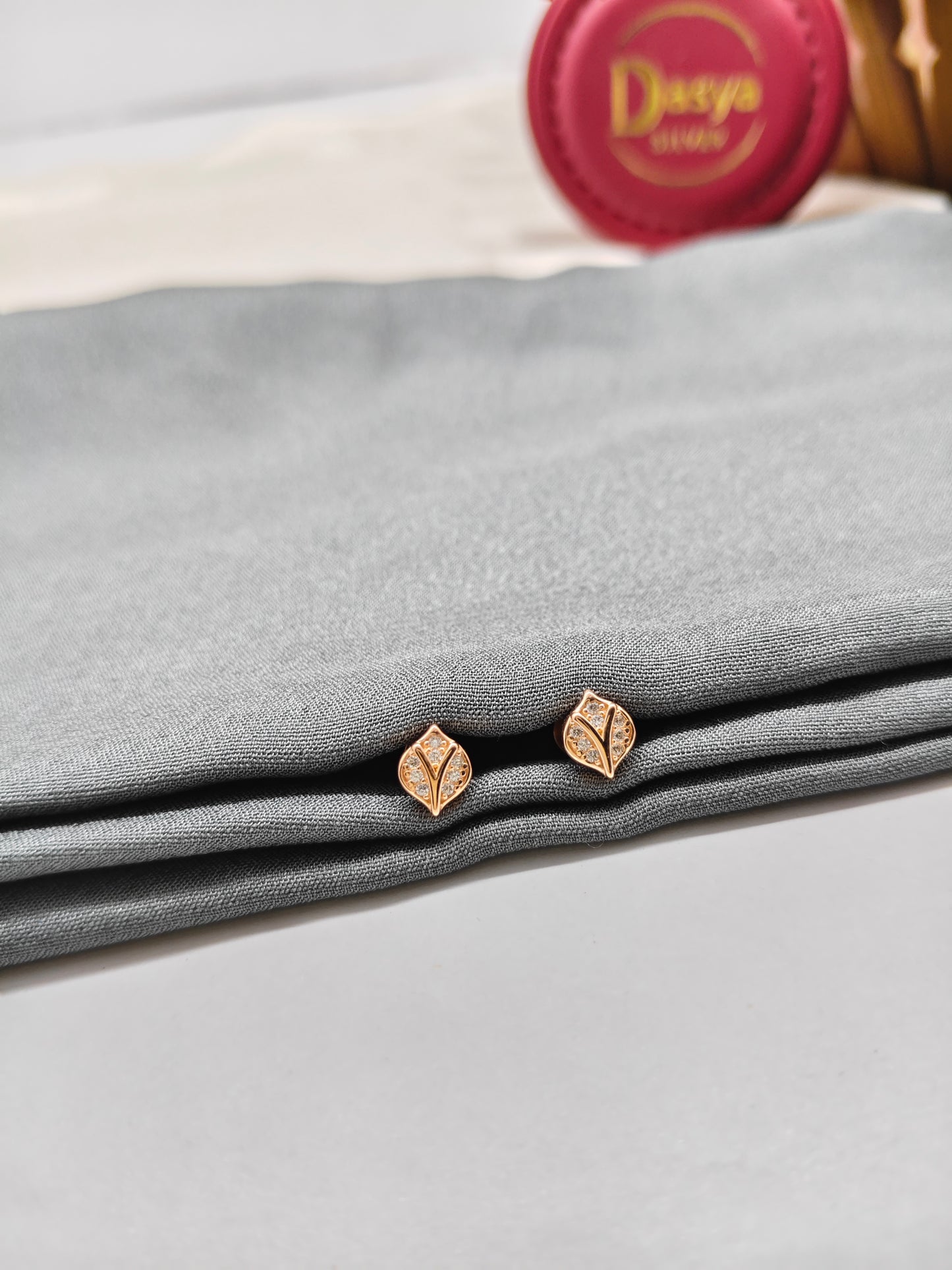 925 Silver Rose Gold Small Leaf Earrings