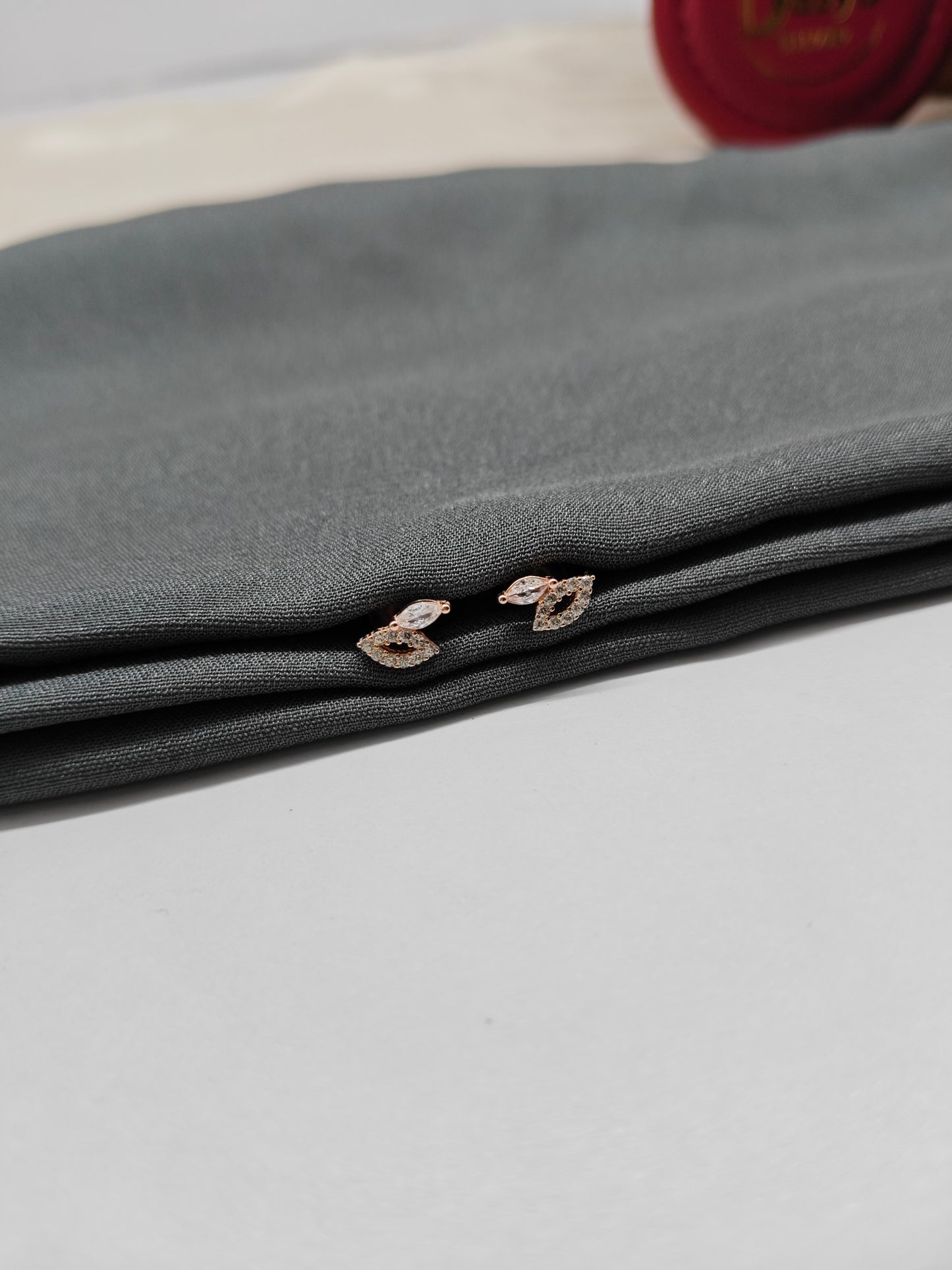 925 Silver Rose Gold Small 2 Type Stone Earrings