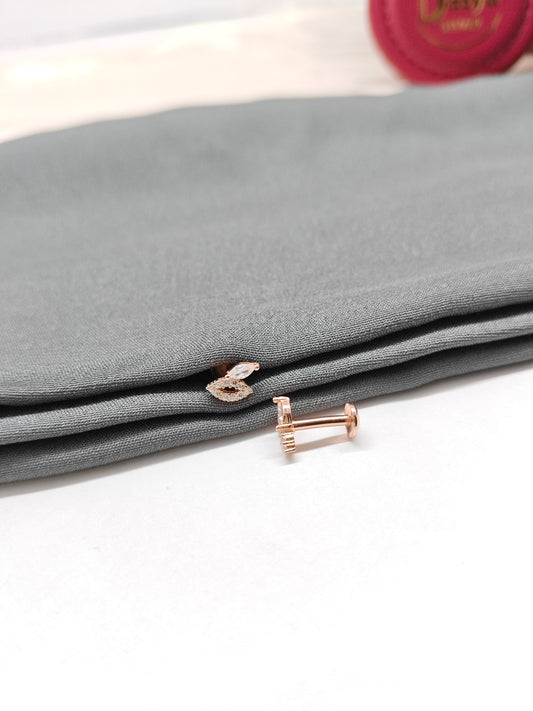 925 Silver Rose Gold Small 2 Type Stone Earrings