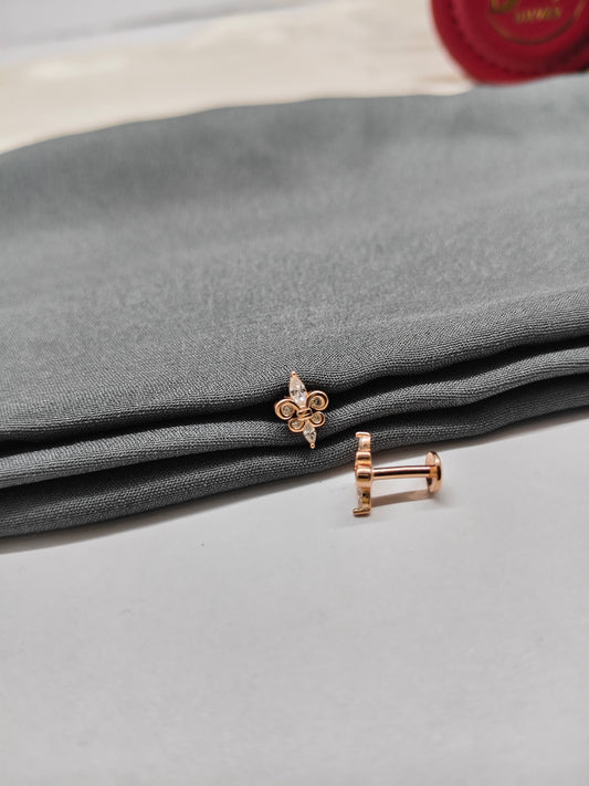 925 Silver Rose Gold Small Stem Design Earrings