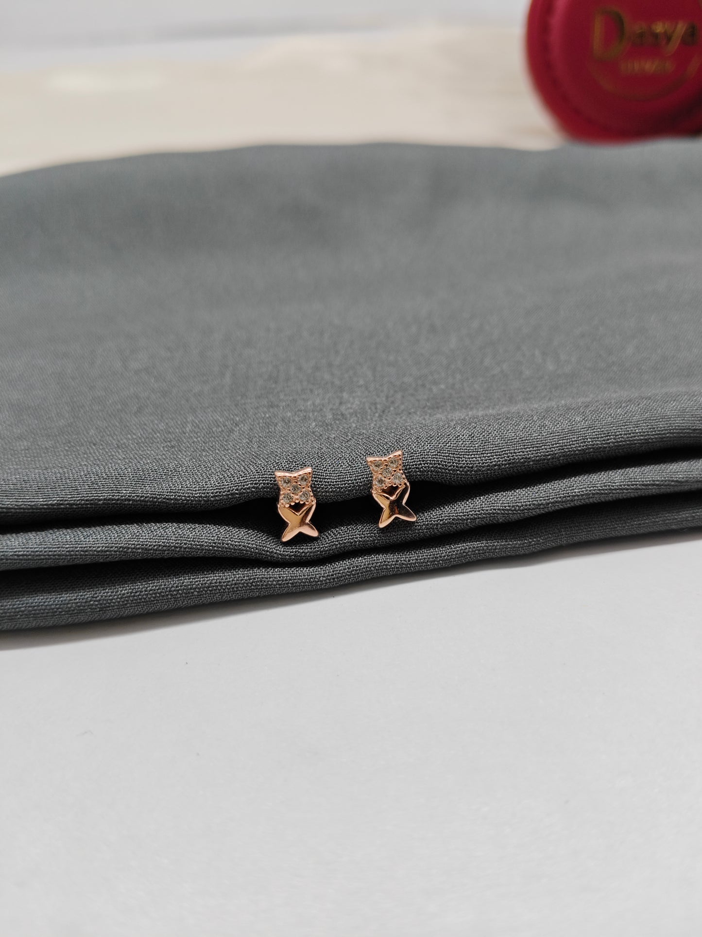 925 Silver Rose Gold 5 Stone X Design Earrings