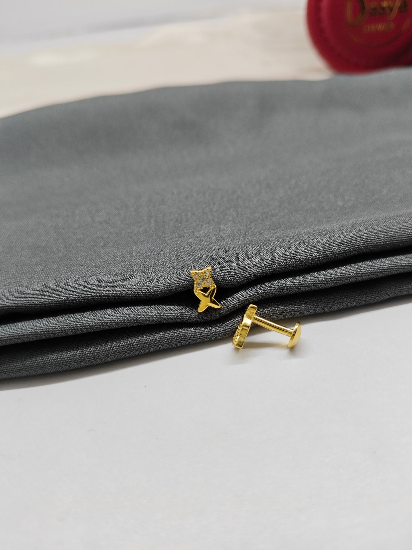 925 Silver Gold Colour Small 4 Stone X Design Earrings
