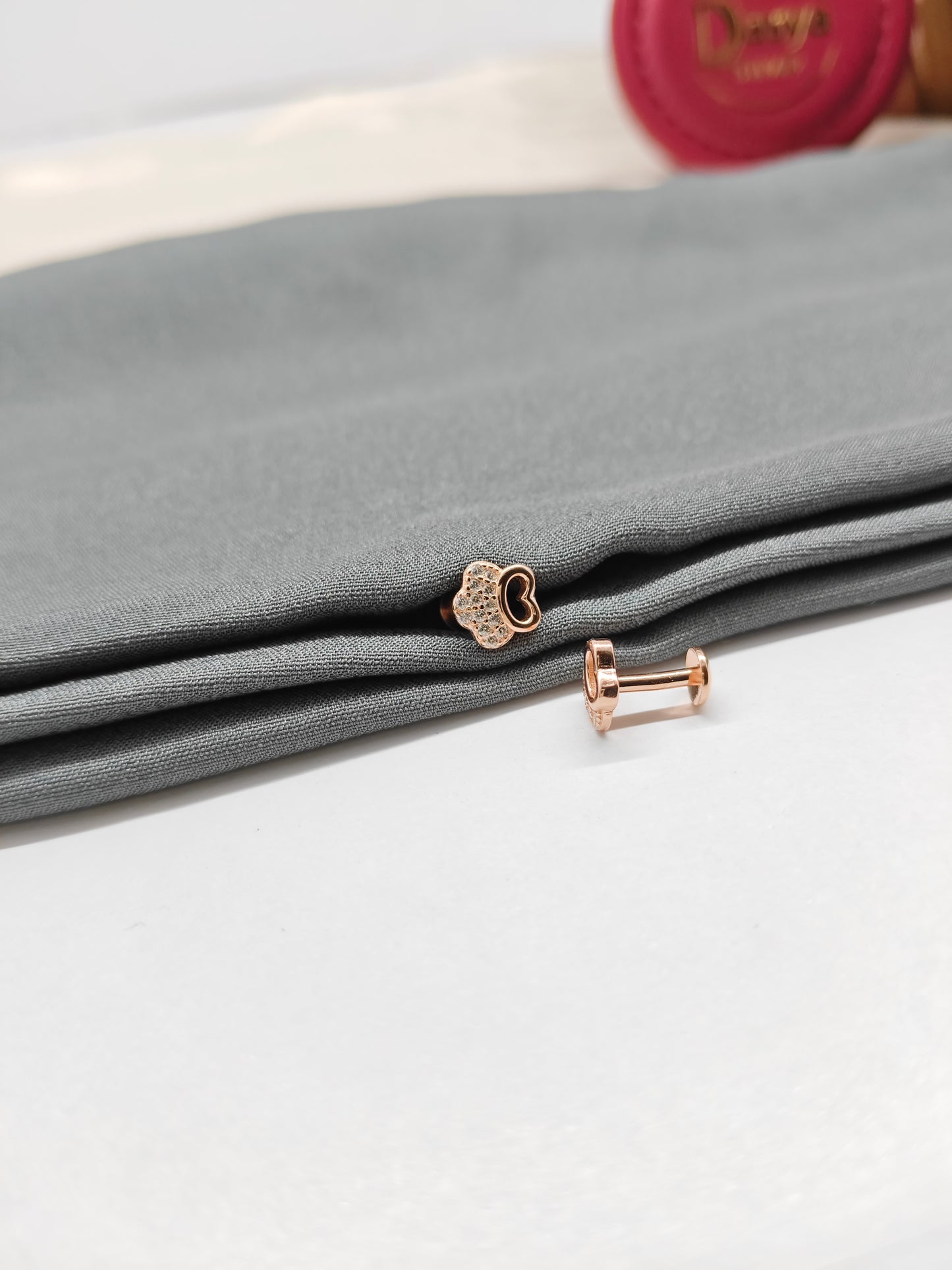 925 Silver Rose Gold Small Double Flower Design Earrings
