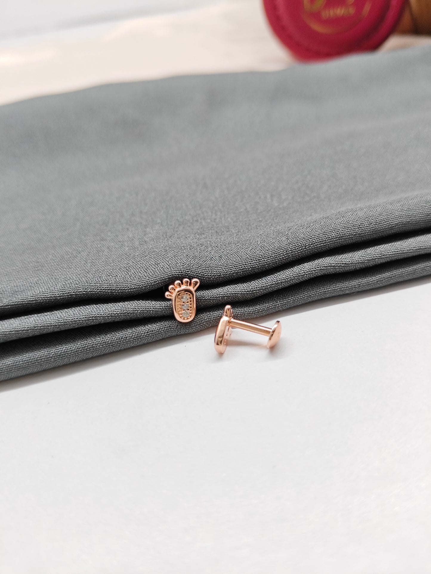 925 Silver Rose Gold Kid Paw Design Earrings