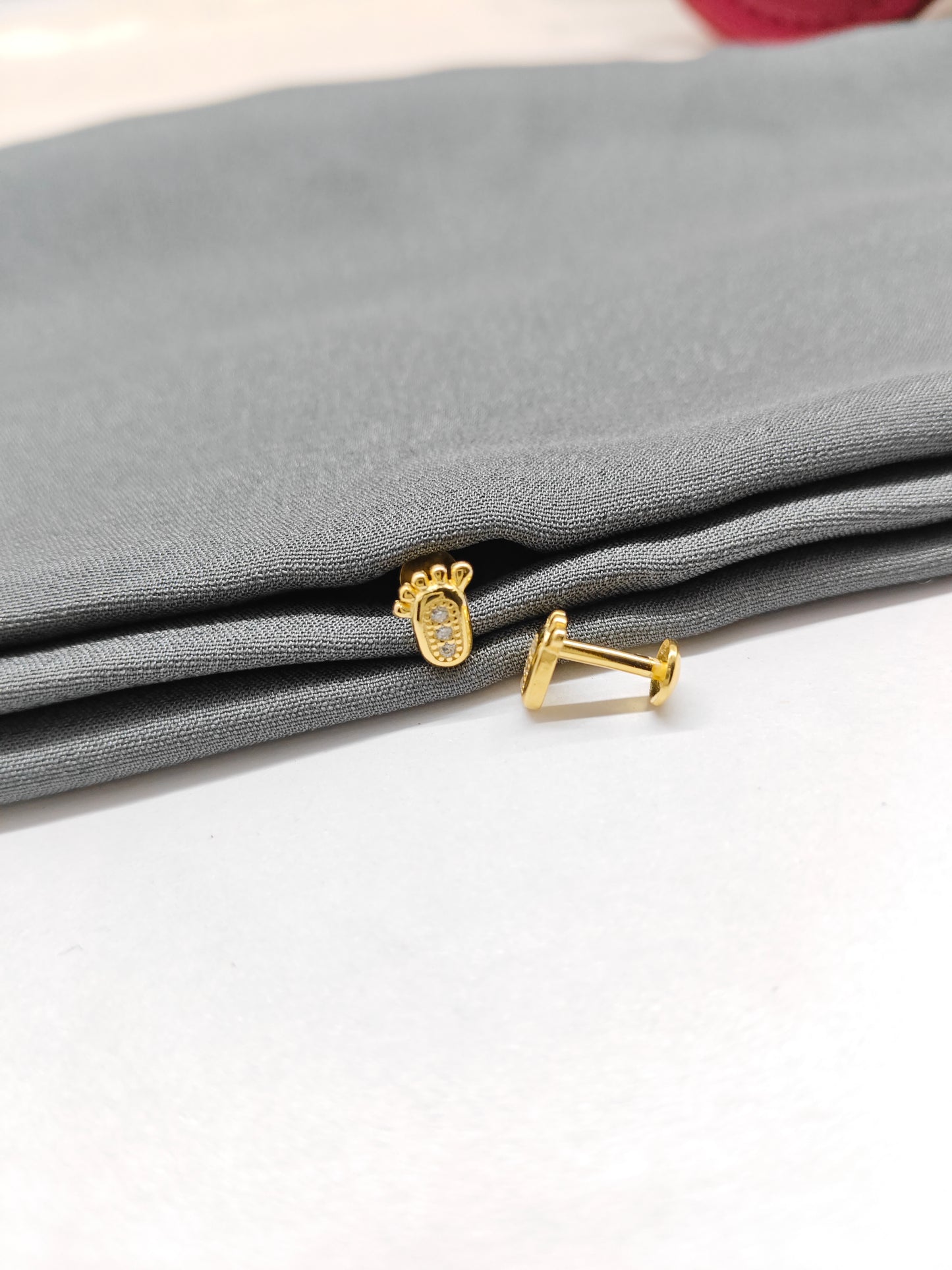 925 Silver Gold Colour Small Kid Paw Design Earrings