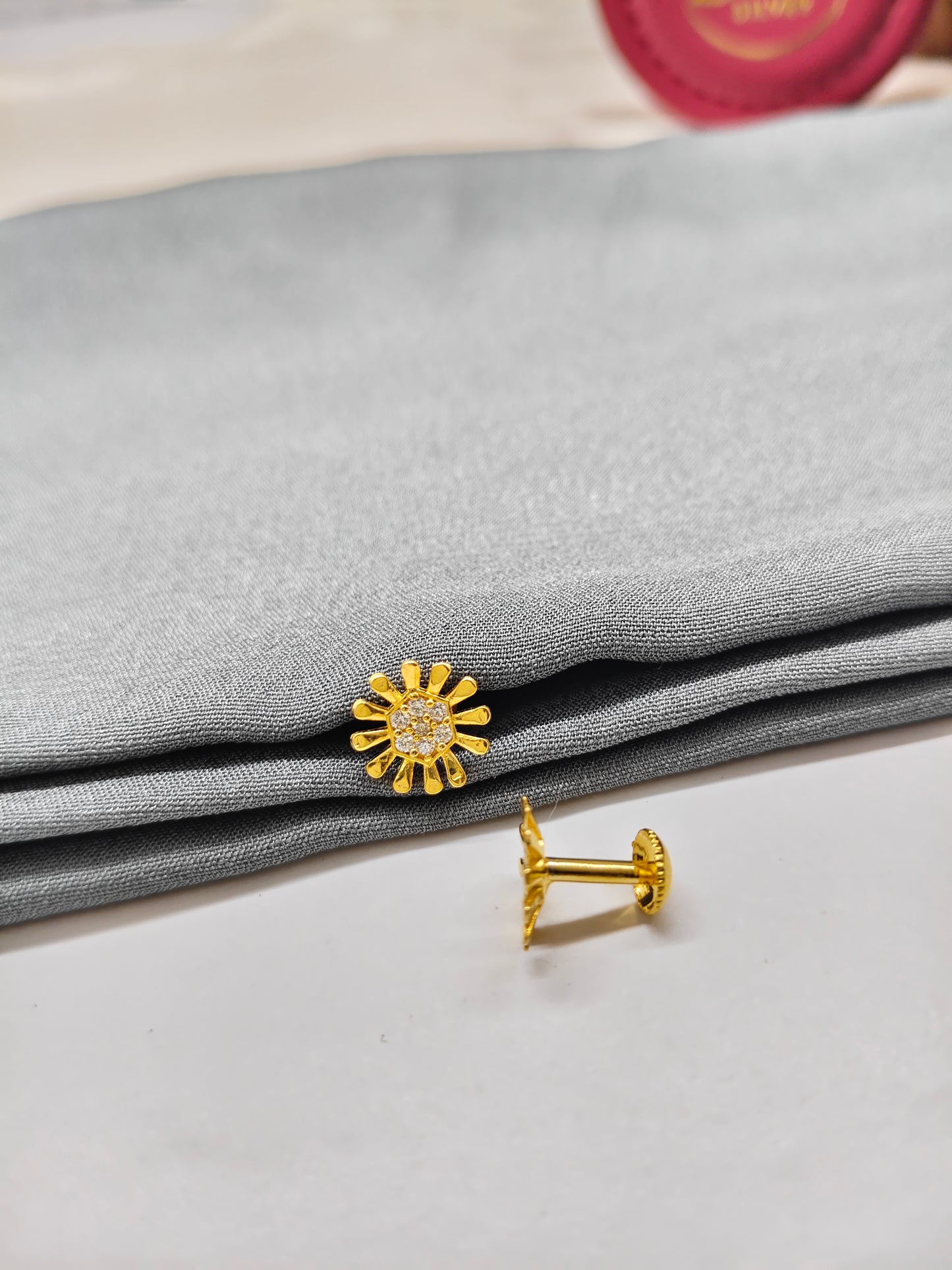 925 Silver Gold Colour Chakra Design Earrings