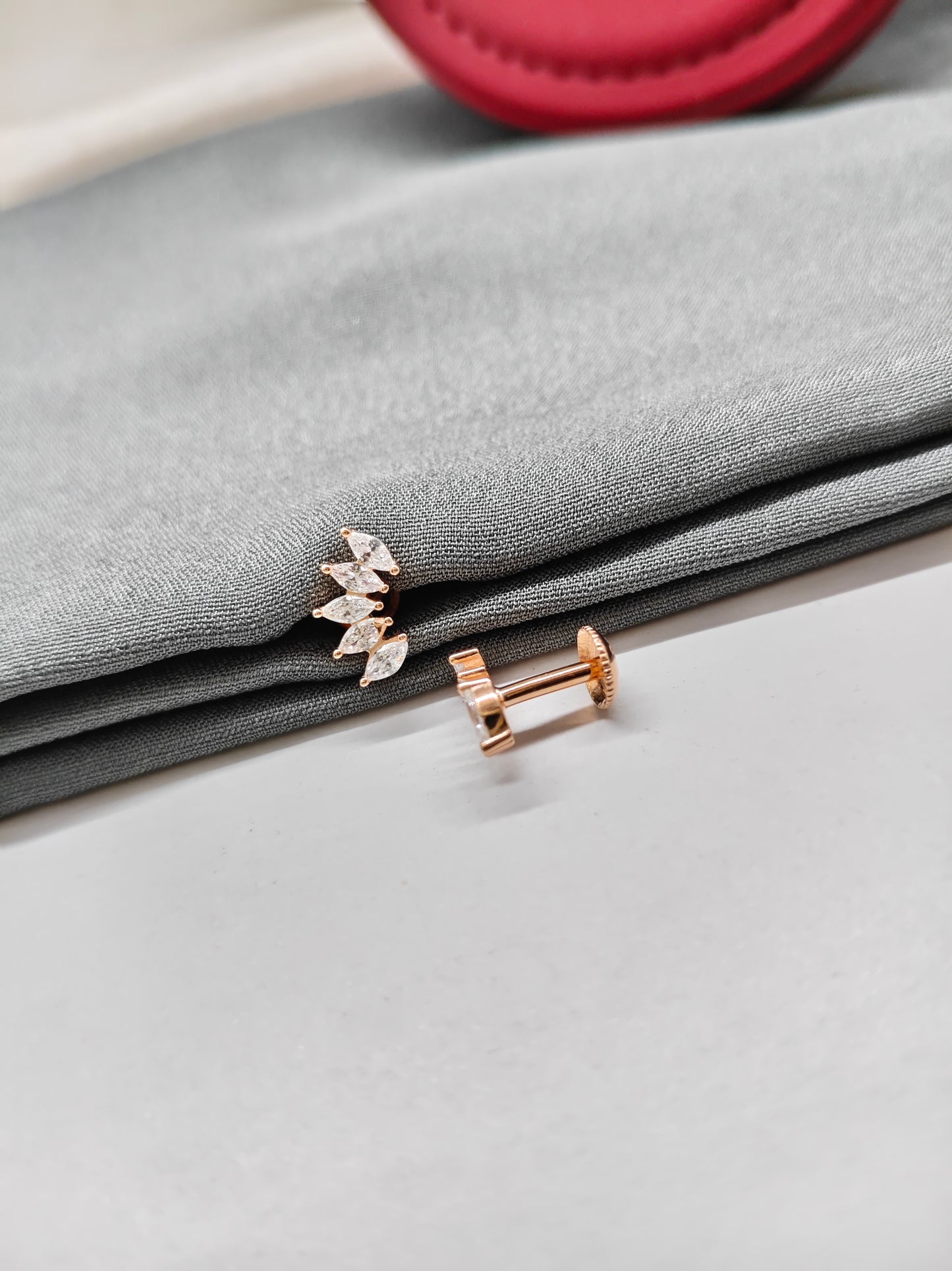 925 Silver Rose Gold 5 White Stone Design Earrings