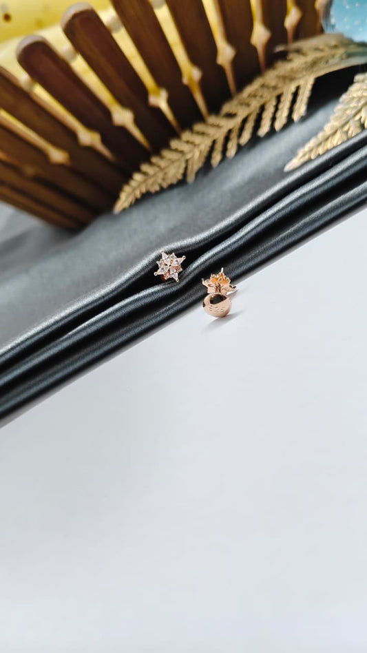 925 Silver Rose Gold Design White Stone Earrings
