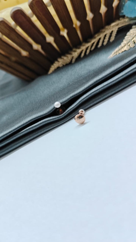 925 Silver Rose Gold Only Small Size Pearl Round Earrings
