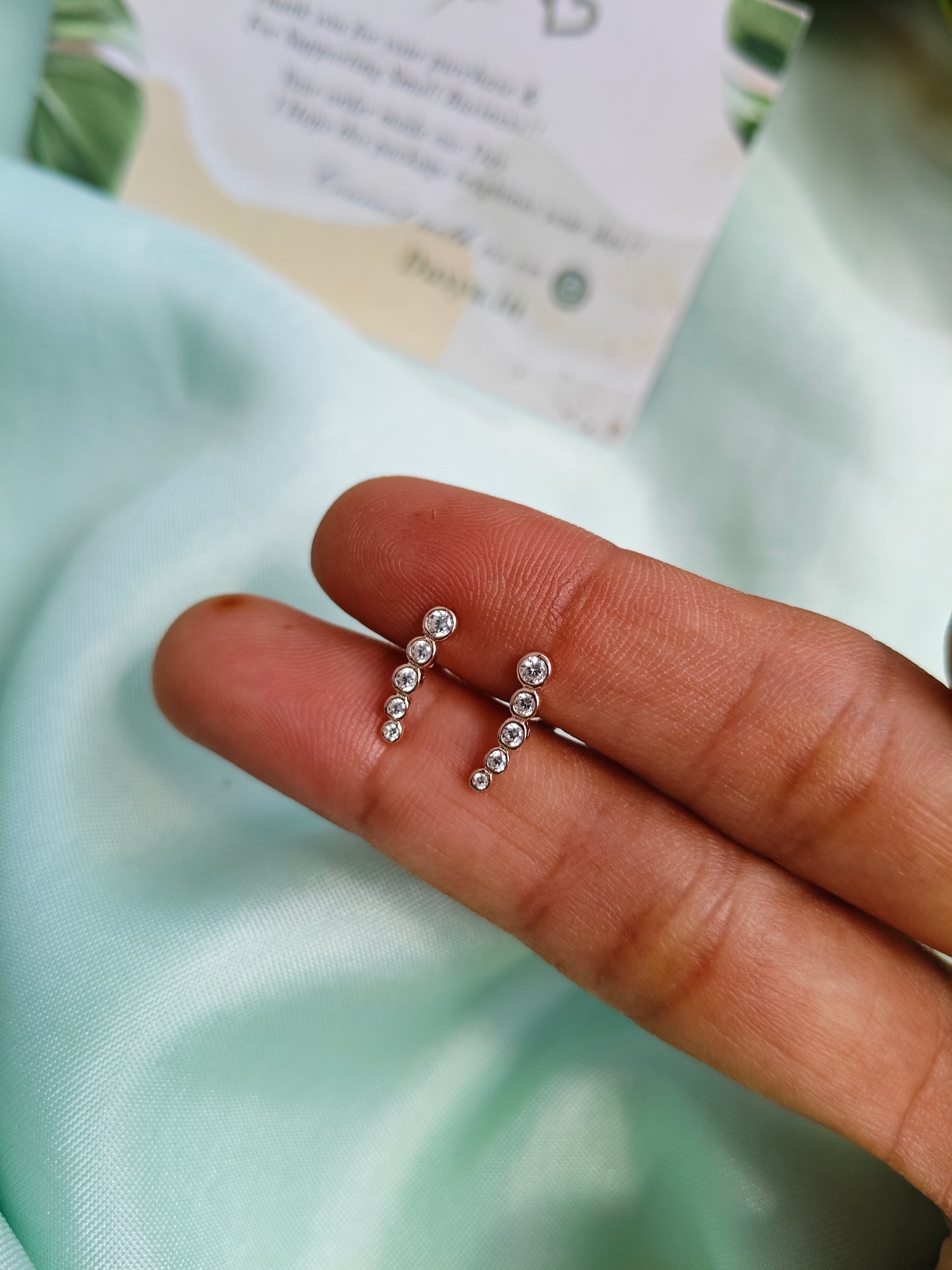 925 Silver Rose Gold 5 Stone Design With White Stone Bugadi Earrings