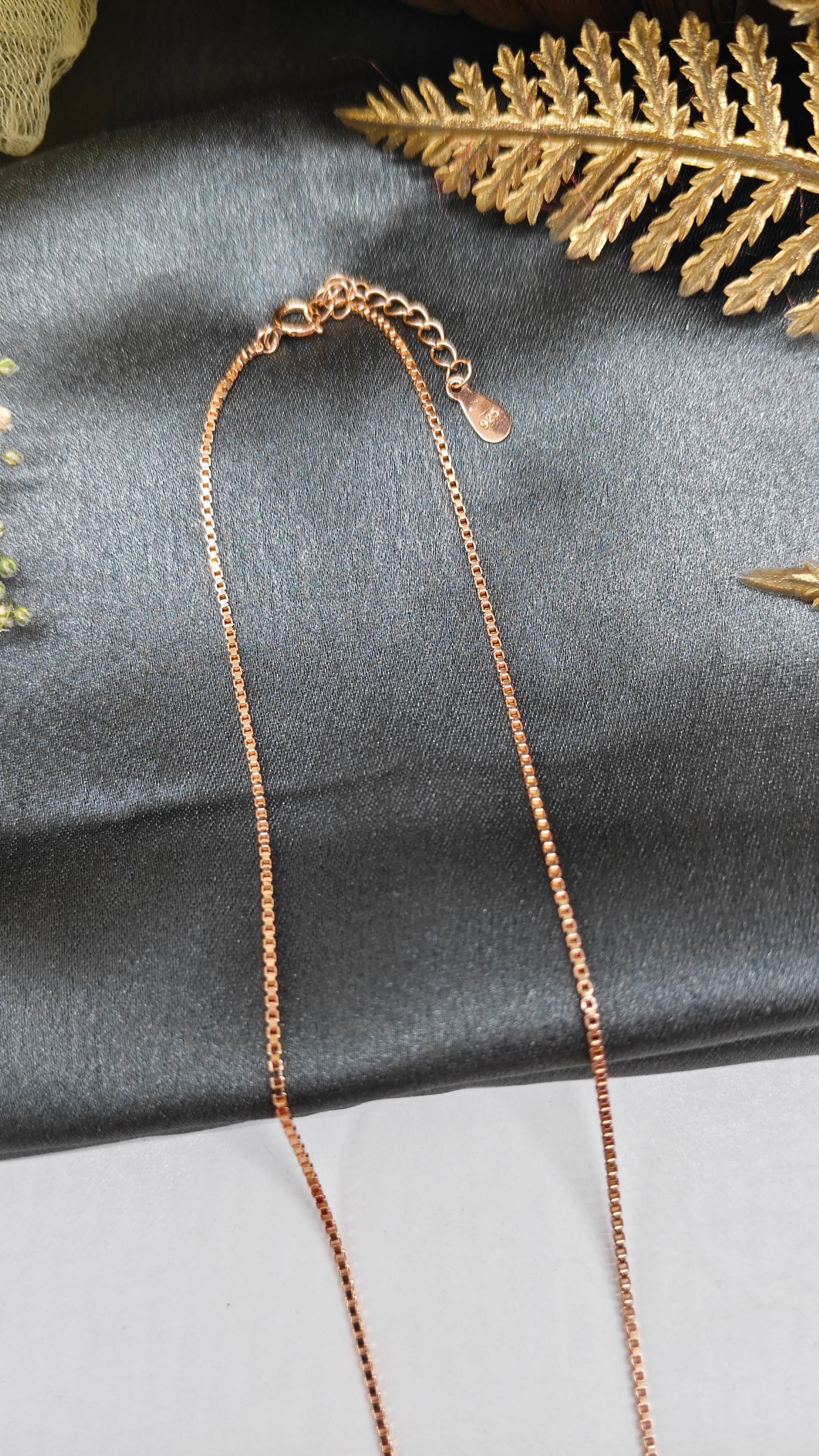 925 Silver Rose Gold Colour Mangal sutra Black Beads With Heart Design White Stone Necklace Set