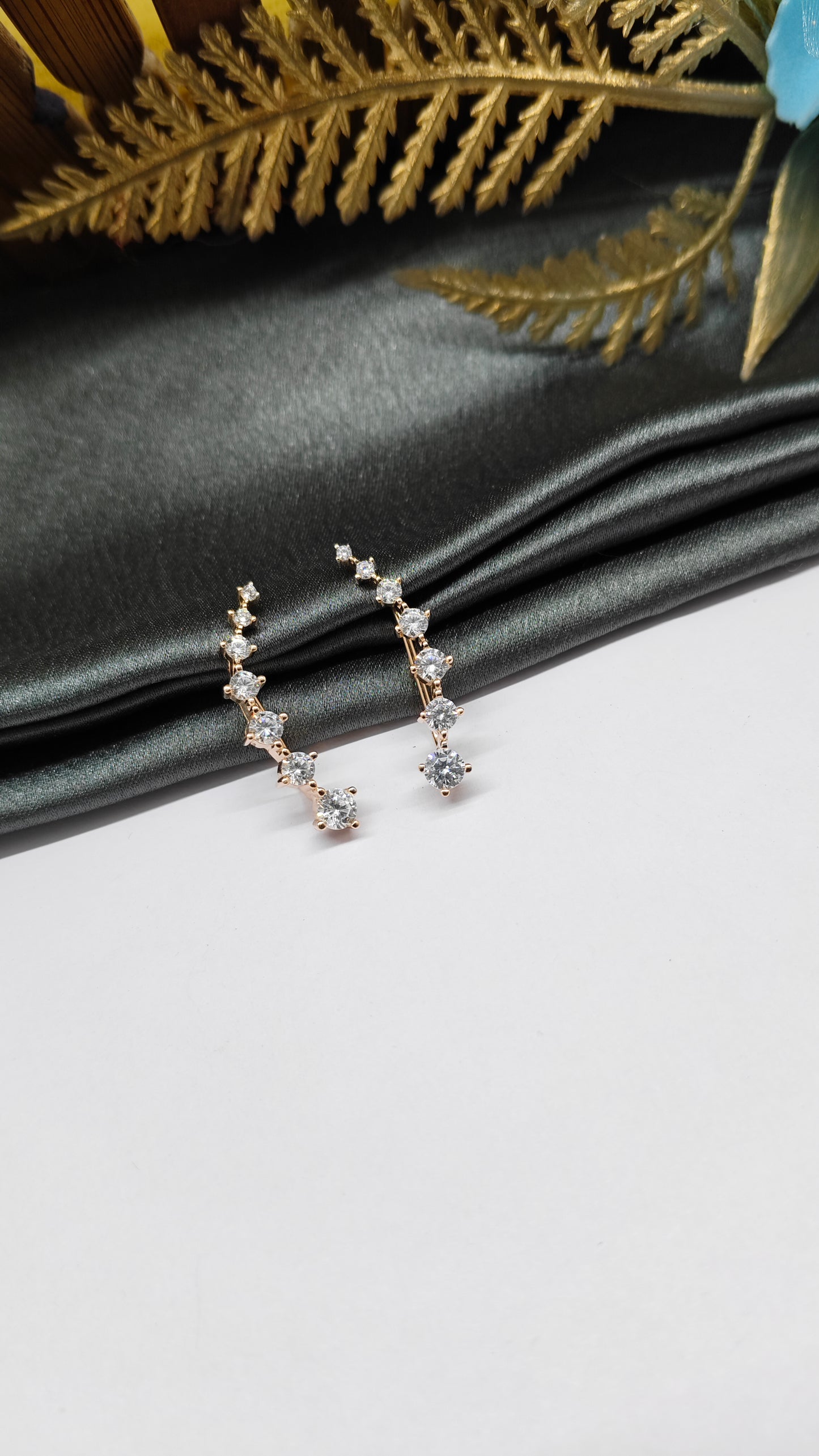 925 Silver Rose Gold Colour 7 Stone Design Ear Cuff/ Bluetooth