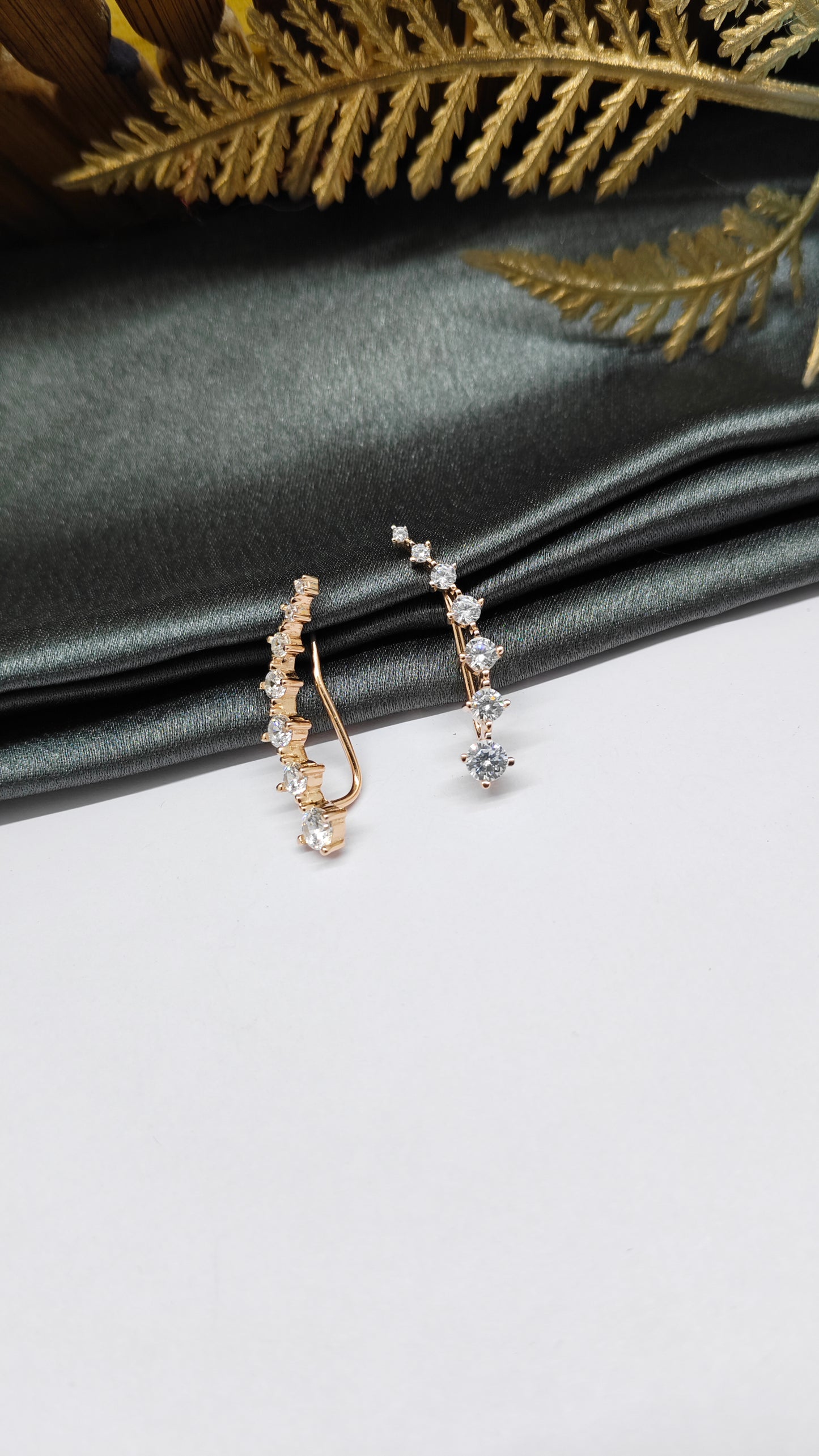 925 Silver Rose Gold Colour 7 Stone Design Ear Cuff/ Bluetooth