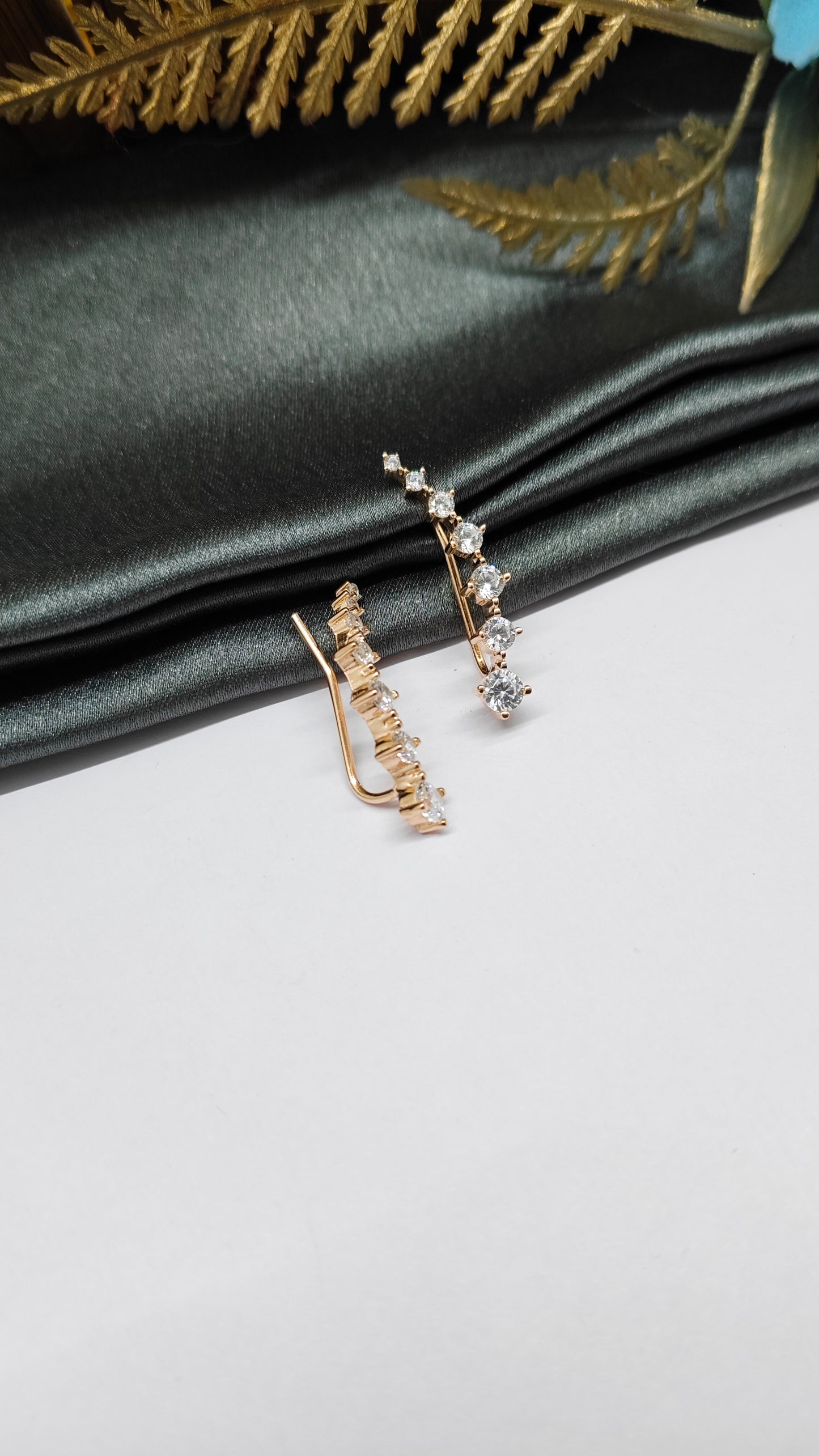 925 Silver Rose Gold Colour 7 Stone Design Ear Cuff/ Bluetooth