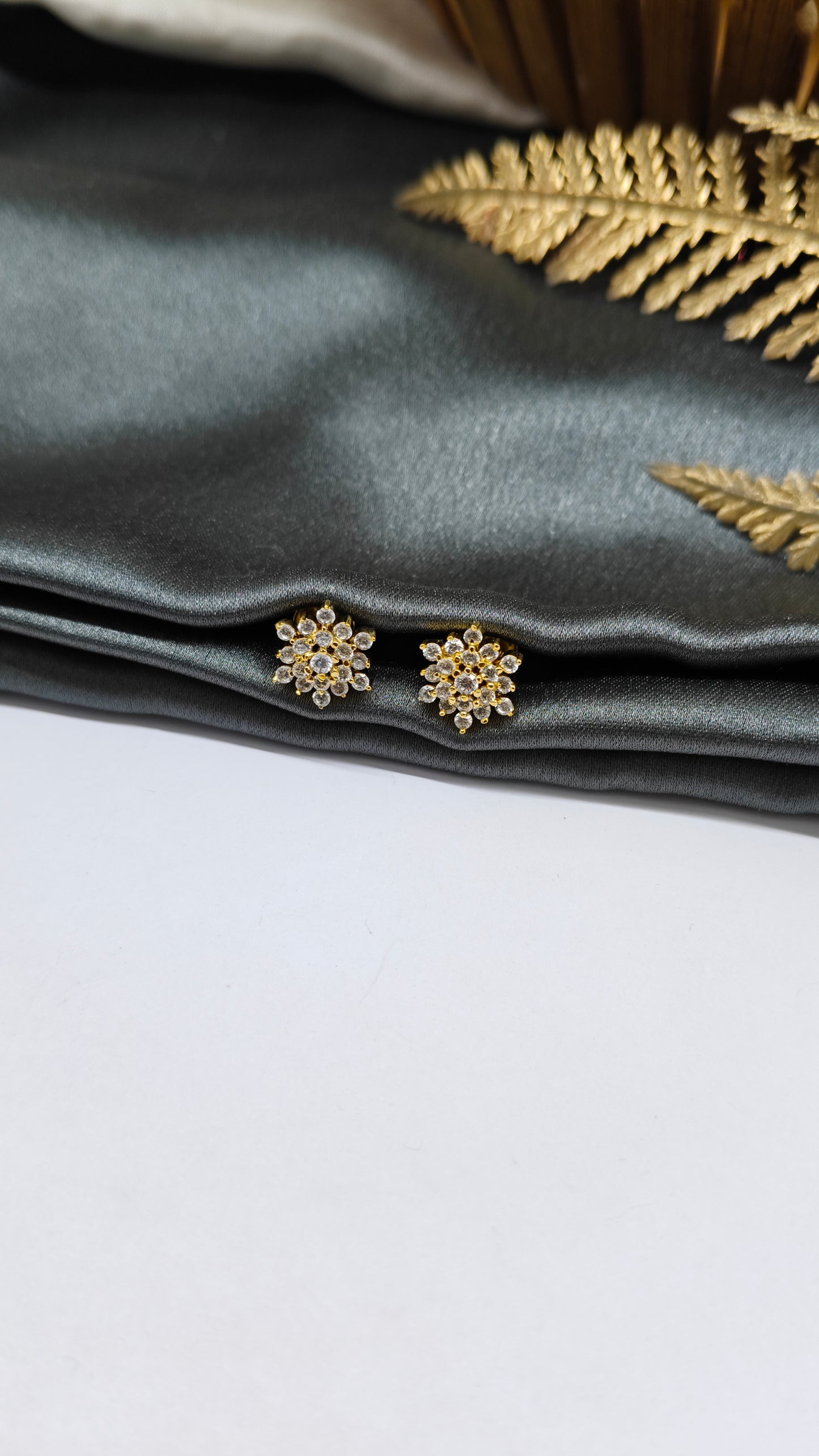 925 Silver Gold Multiple White Stone Earrings