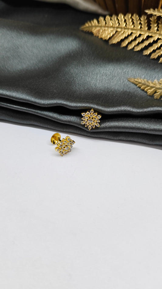 925 Silver Gold Multiple White Stone Earrings