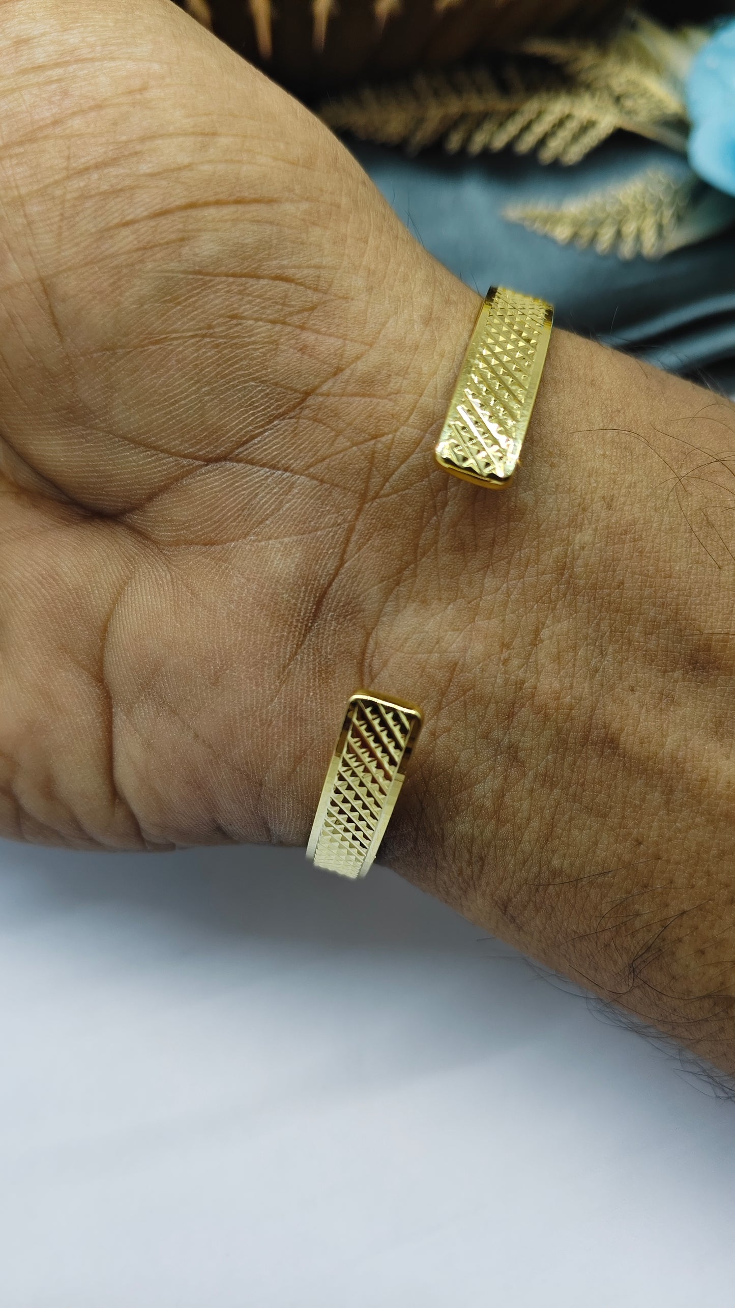 925 Silver Men's Gold Colour Finish Adjustable Design Kada