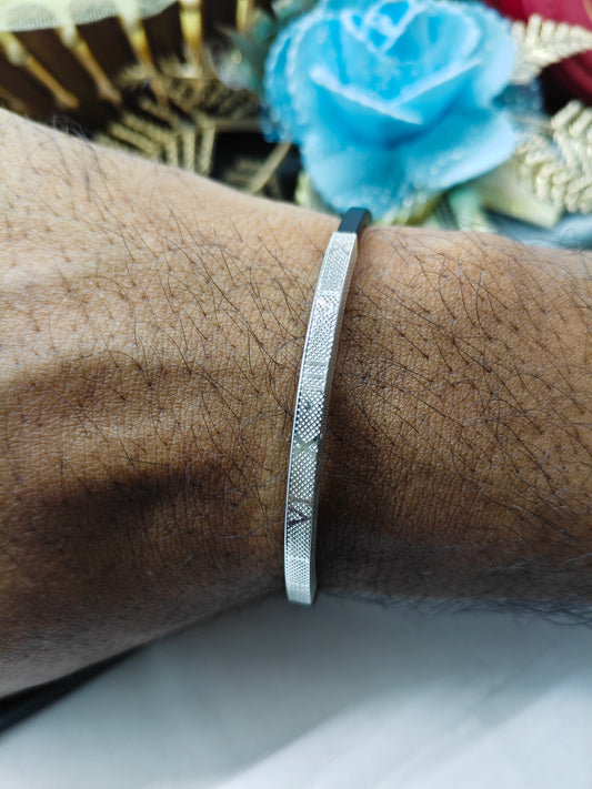 925 Silver Adults Black Rubber Band With Pure 925 Silver Bracelets