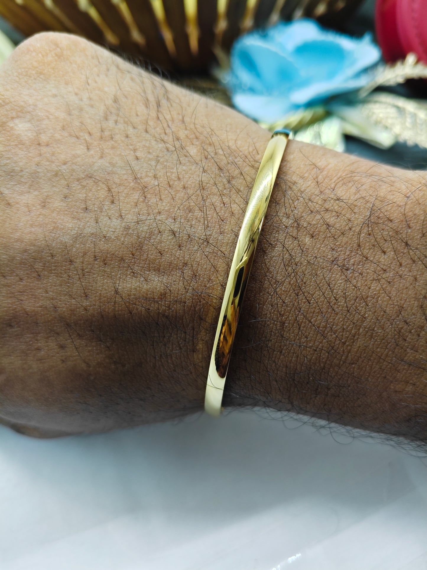 925 Silver Men's Full Gold Finish Design Kada