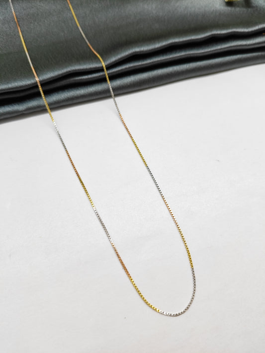 925 Silver Multi Tone (Rose Gold/Gold/Silver Colour) Small Box Design Chain