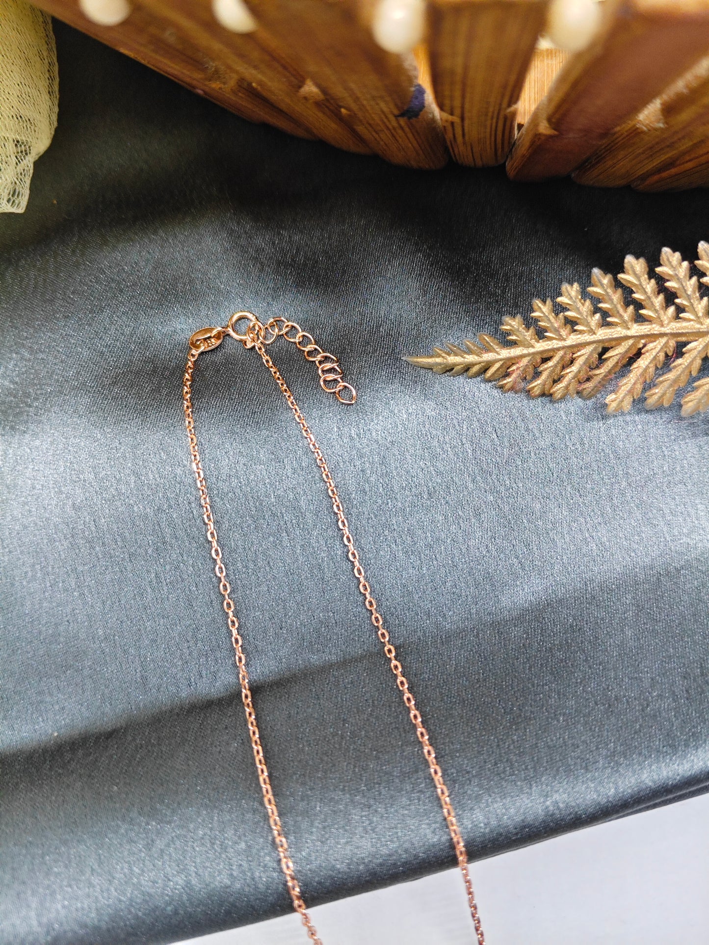 925 Silver Rose Gold Colour Wings Design White Stone Chain Pendant