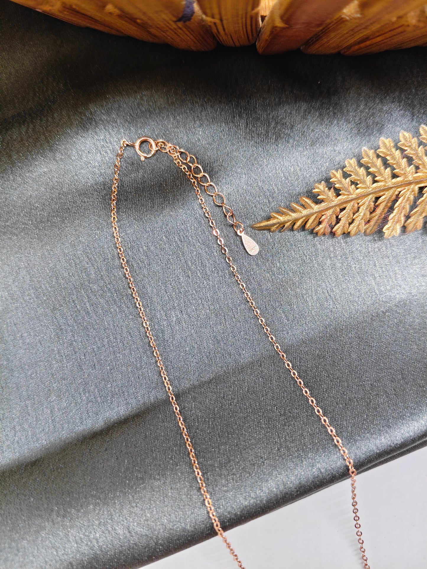 925 Silver Rose Gold Colour White Enamel Butterfly Design Chain Pendant