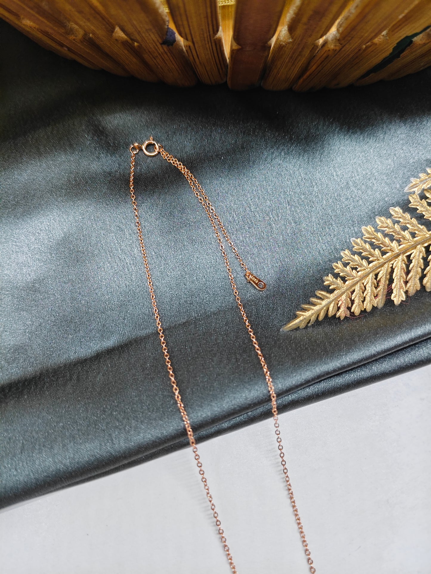 925 Silver Rose Gold Colour 3 White Stone Design Chain Pendant