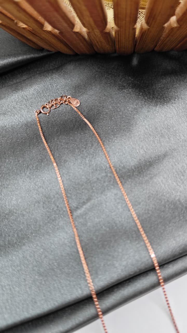 925 Silver Rose Gold Colour Pearl With Flower Design White Stone Chain With Pendant