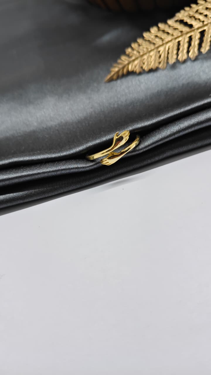 925 Silver Gold Colour Adjustable Hug Design Ring