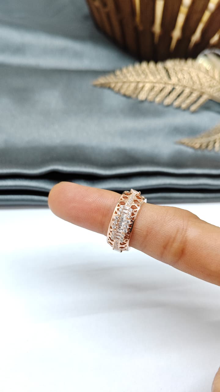 925 Silver Rose Gold Colour Adjustable Design Ladies Ring