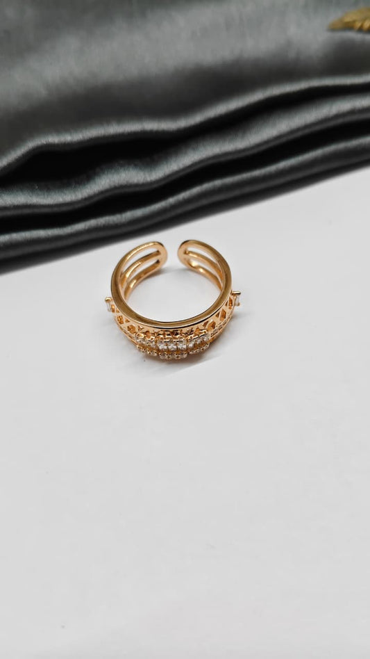 925 Silver Rose Gold Colour Adjustable Design Ladies Ring
