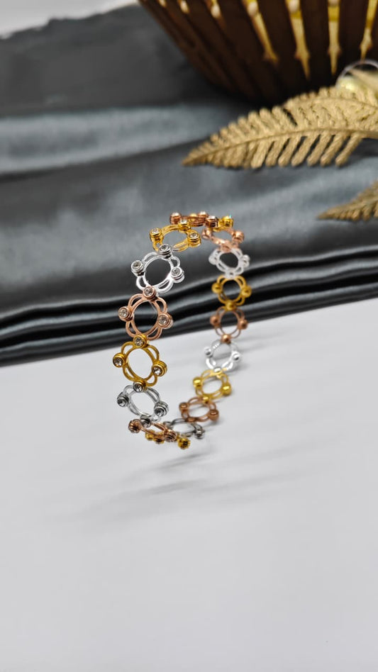 925 Silver 3 Tone Colour Adjustable Design Kada Cum Ladies Ring