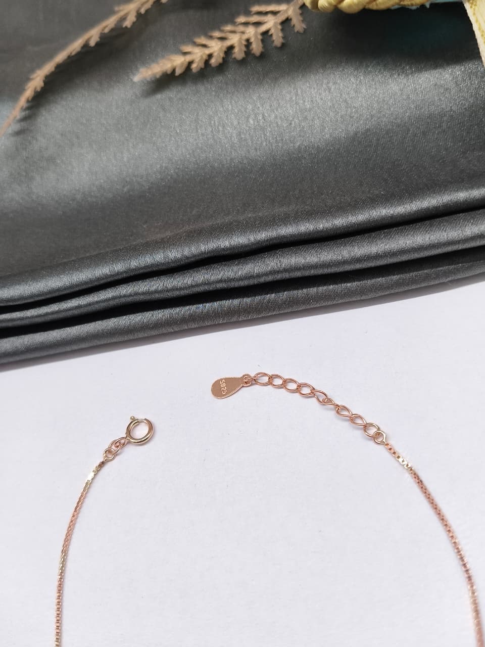 925 Silver Rose Gold Colour Chams Hanging White Stone Design Bracelet