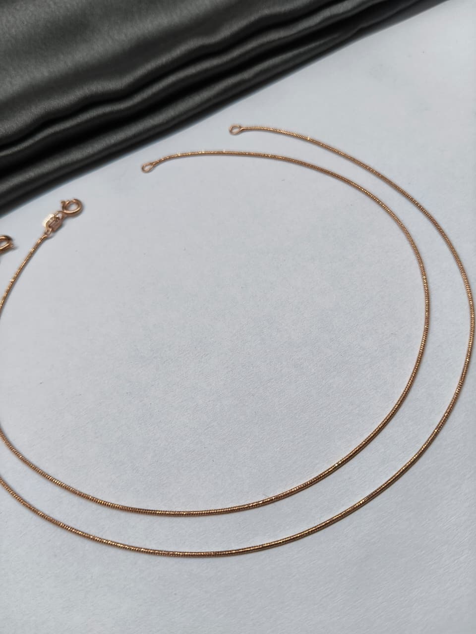 925 Silver Rose Gold Plain Italian Design Anklet Pair