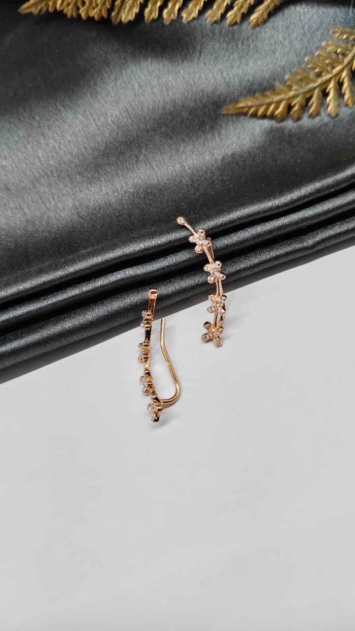 925 Silver Rose Gold Colour 4 Butterfly Design Ear Cuff/Bluetooth