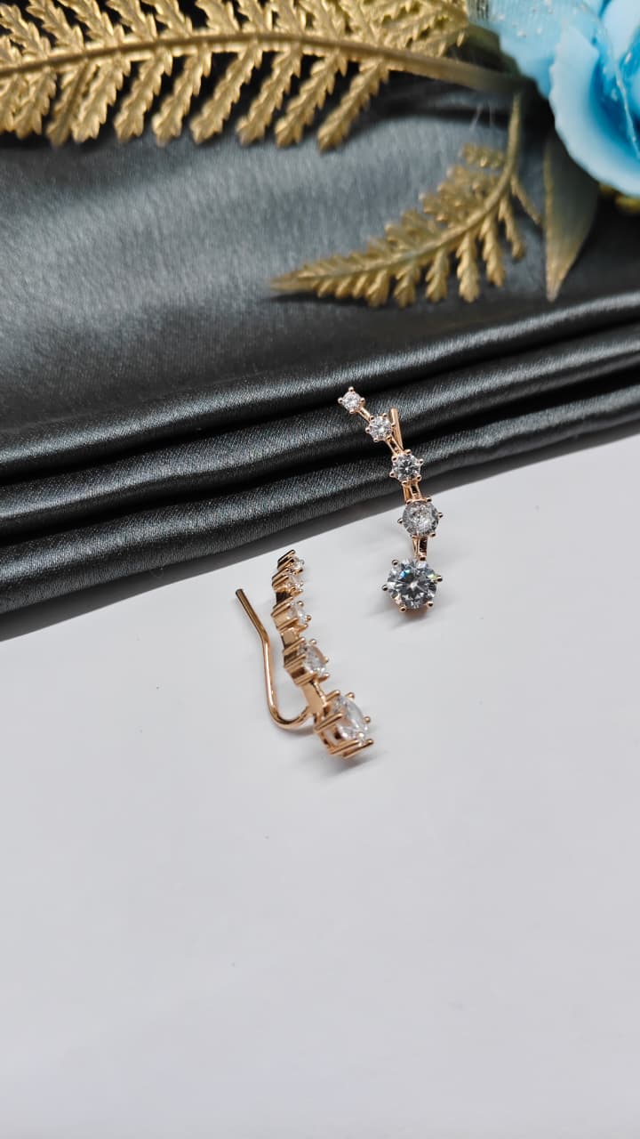 925 Silver Rose Gold Colour 5 Round Design Ear Cuff/Bluetooth