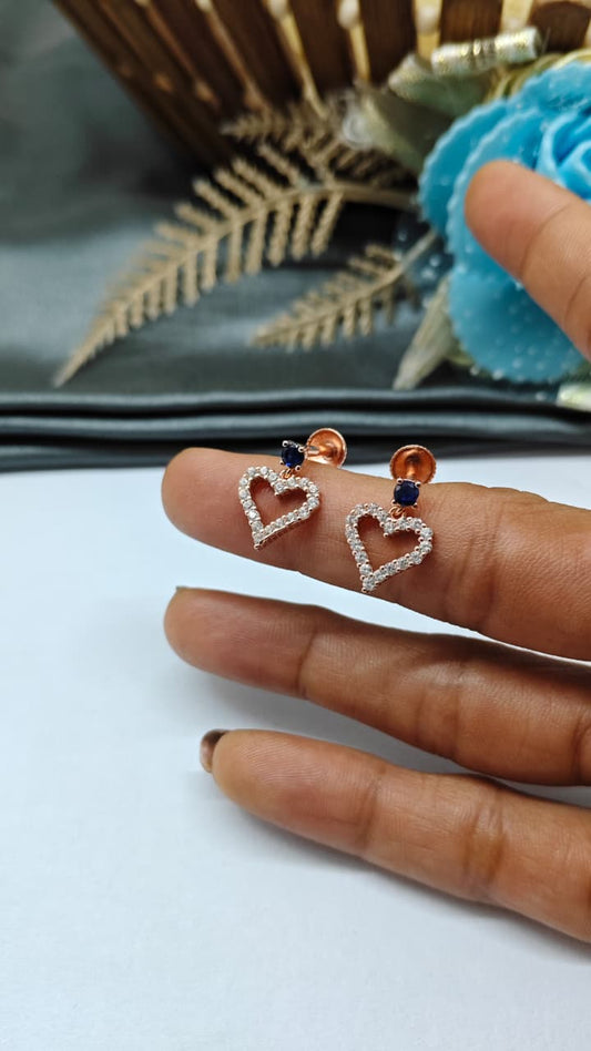 925 Silver Rose Gold White Stone Hanging Earrings