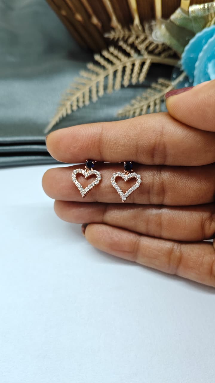 925 Silver Rose Gold White Stone Hanging Earrings