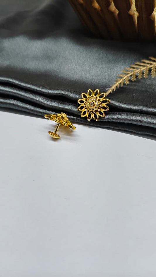 925 Silver Gold Colour White Stone Design Big Earrings