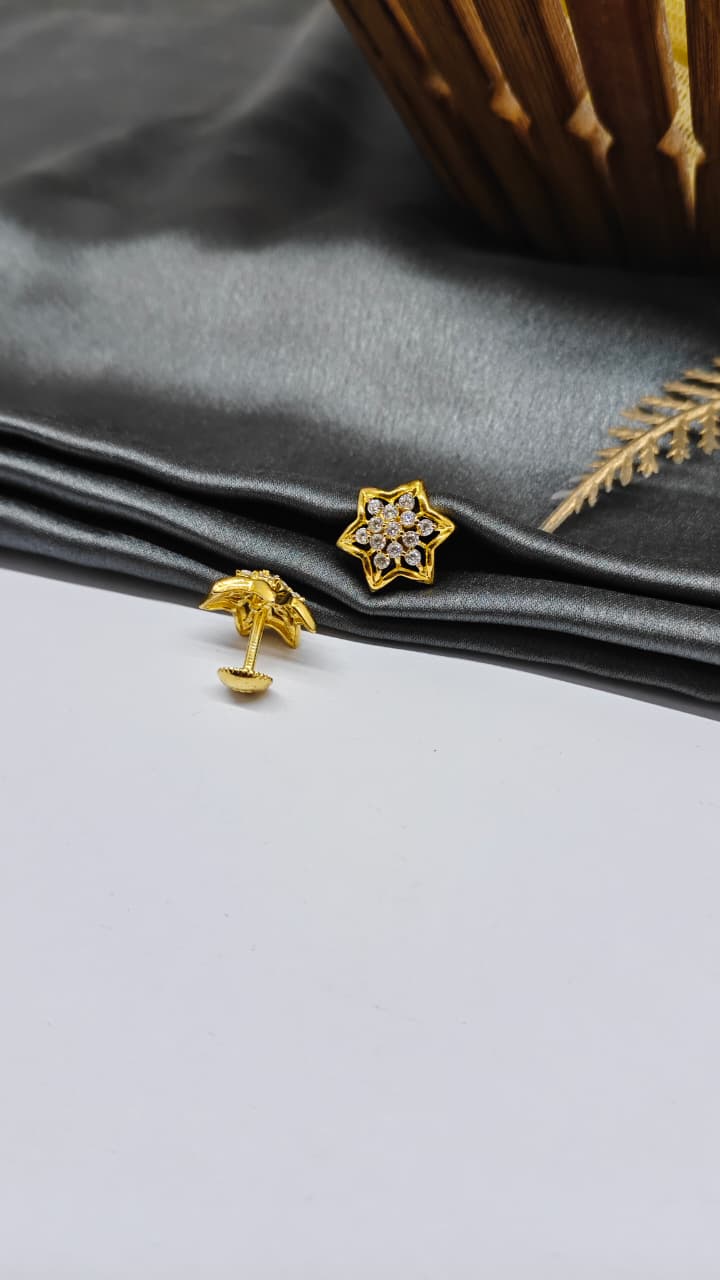 925 Silver Gold Colour White Stone Design Earrings
