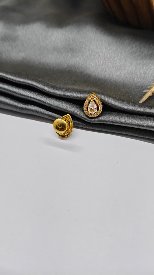 925 Silver Gold Colour White Stone Design Earrings