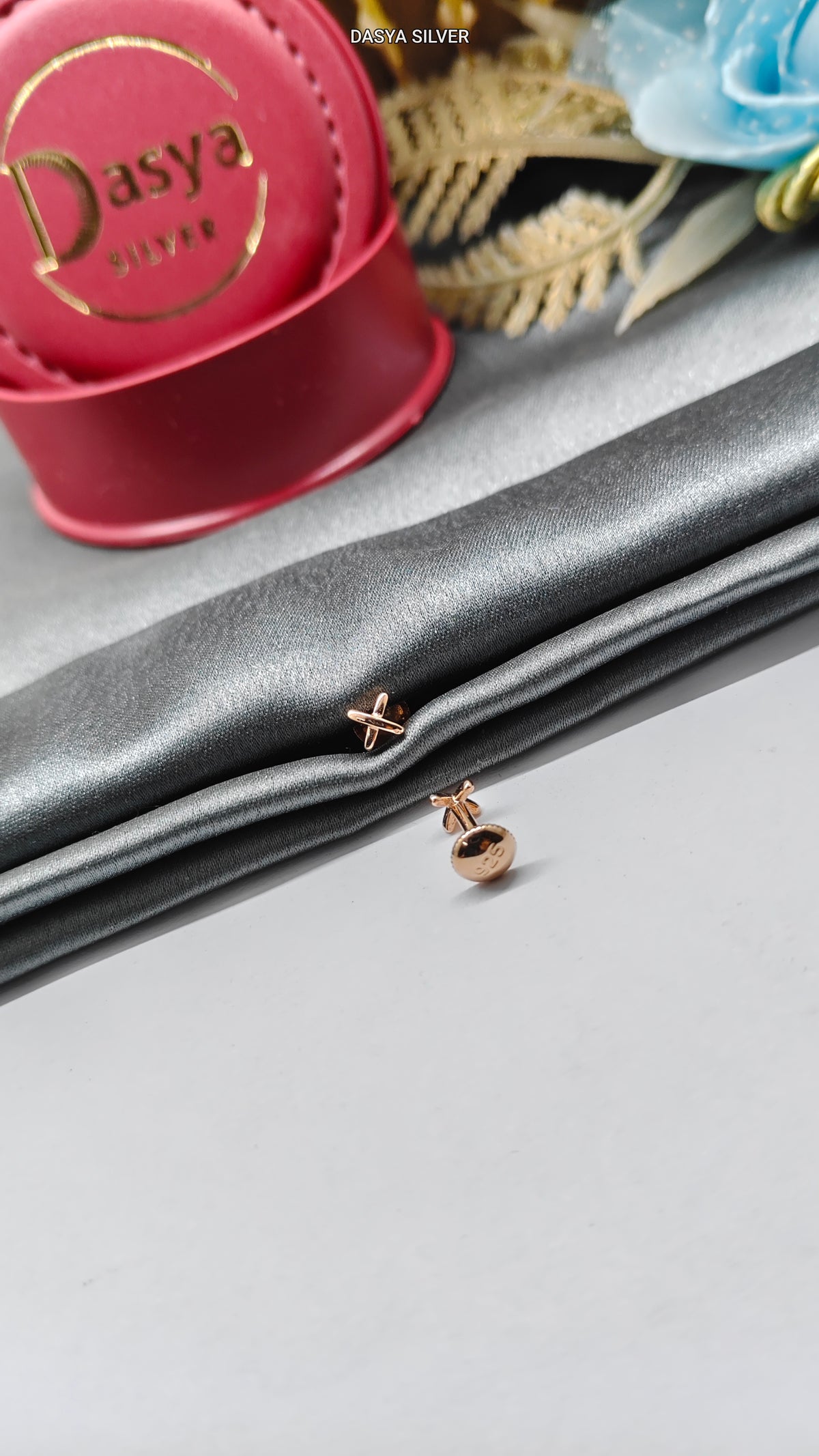 925 Silver Rose Gold X Design Small Earrings