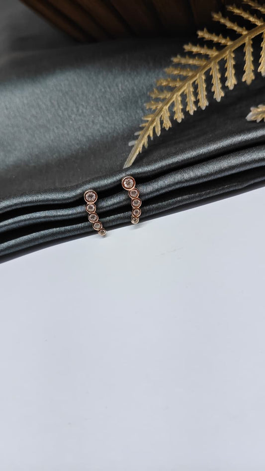 925 Silver Rose Gold 5 White Stone Design Bugadi Earrings