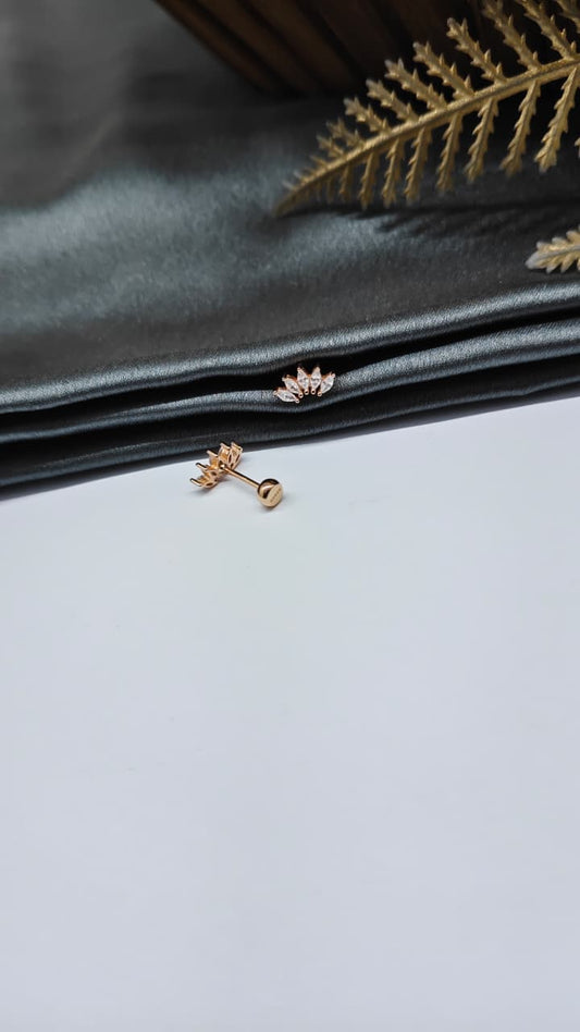 925 Silver Rose Gold 5 White Stone Design Bugadi Earrings