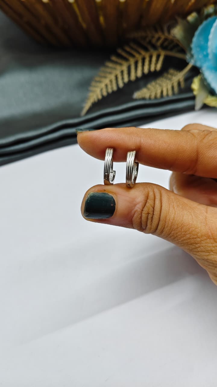 925 Silver Regular Colour Double Side Line Design Balli / Earrings