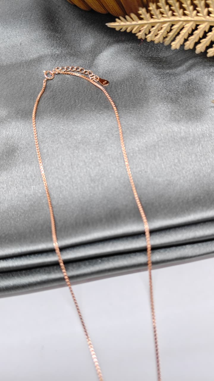 925 Silver Rose Gold Colour Round Star Design Multi Colour Stone Chain With Pendant