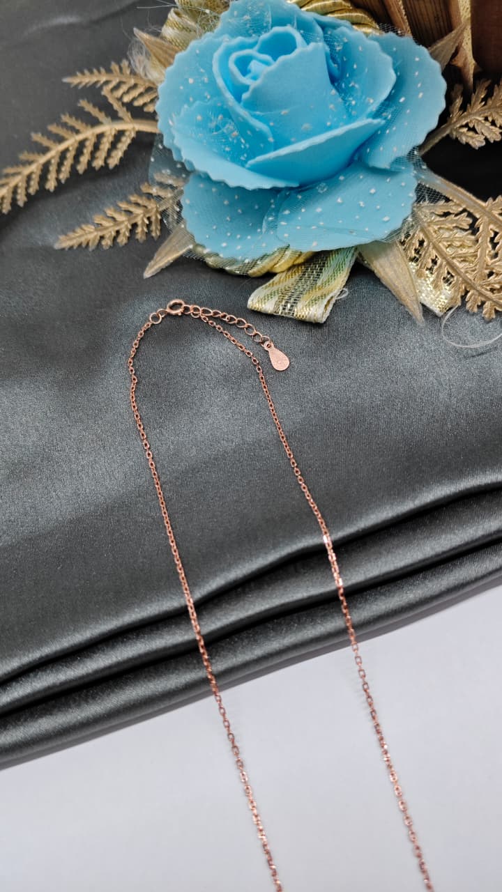925 Silver Rose Gold Colour Double Butterfly Design White With Pink Stone Chain Pendant