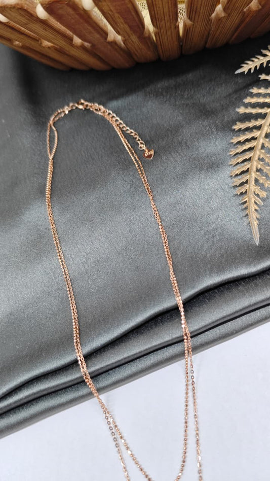 925 Silver Rose Gold Colour Double Layer Leaf Hanging Design Chain Pendant