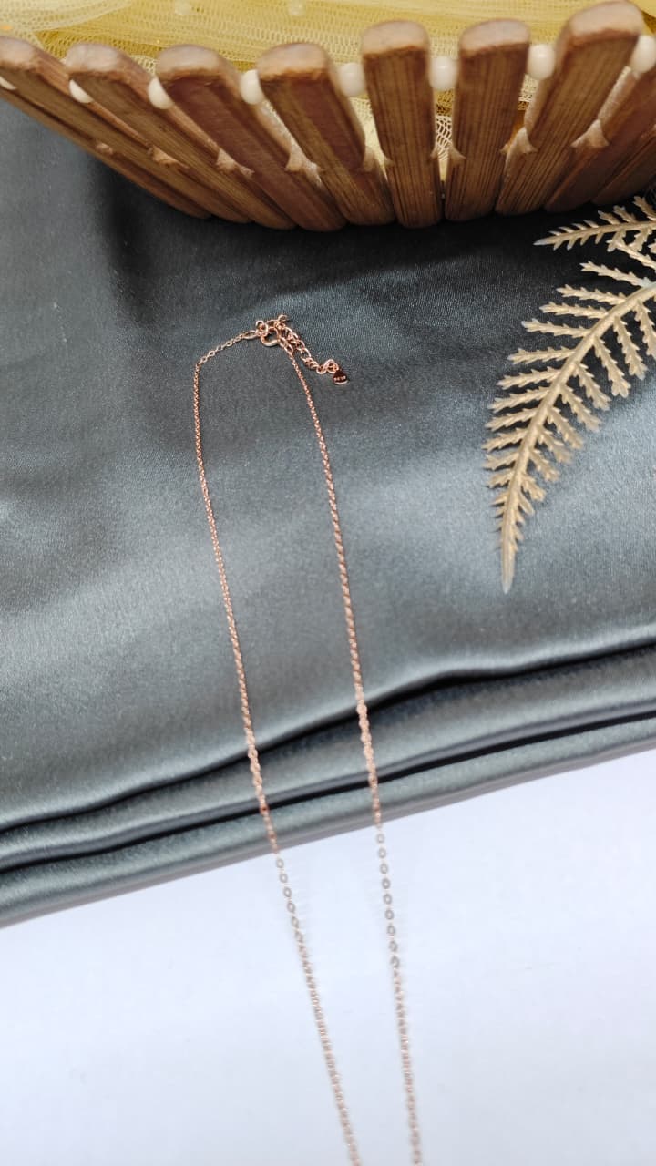 925 Silver Rose Gold Colour Double Layer Leaf Hanging Design Chain Pendant